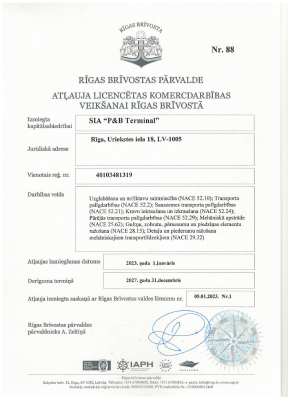Licence of the Freeport of Riga